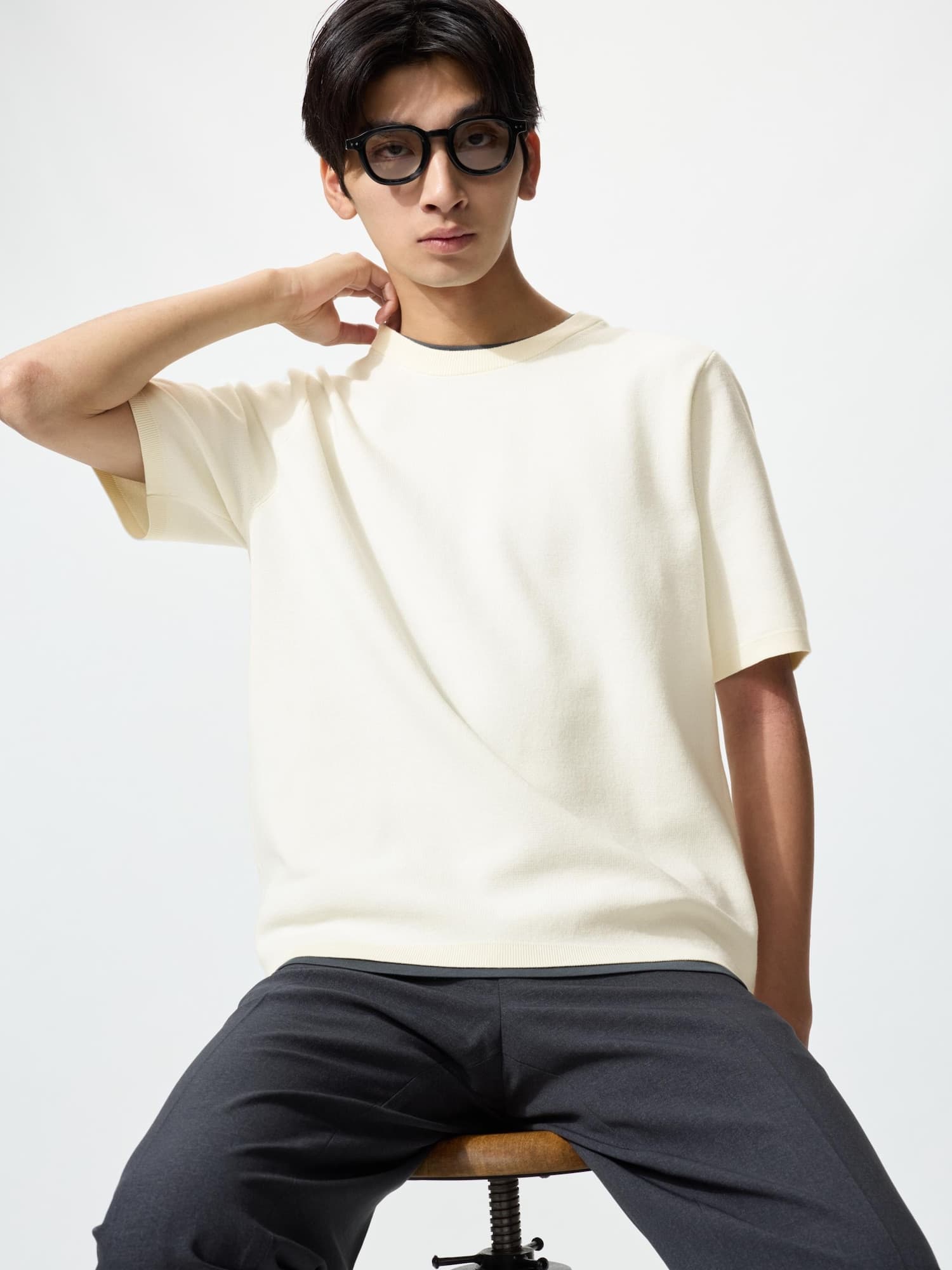 ウォッシャブルミラノリブニットTシャツ