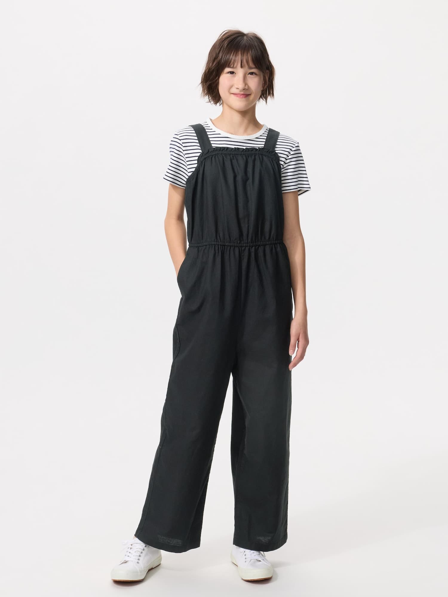 GIRLS リネンブレンドサロペット