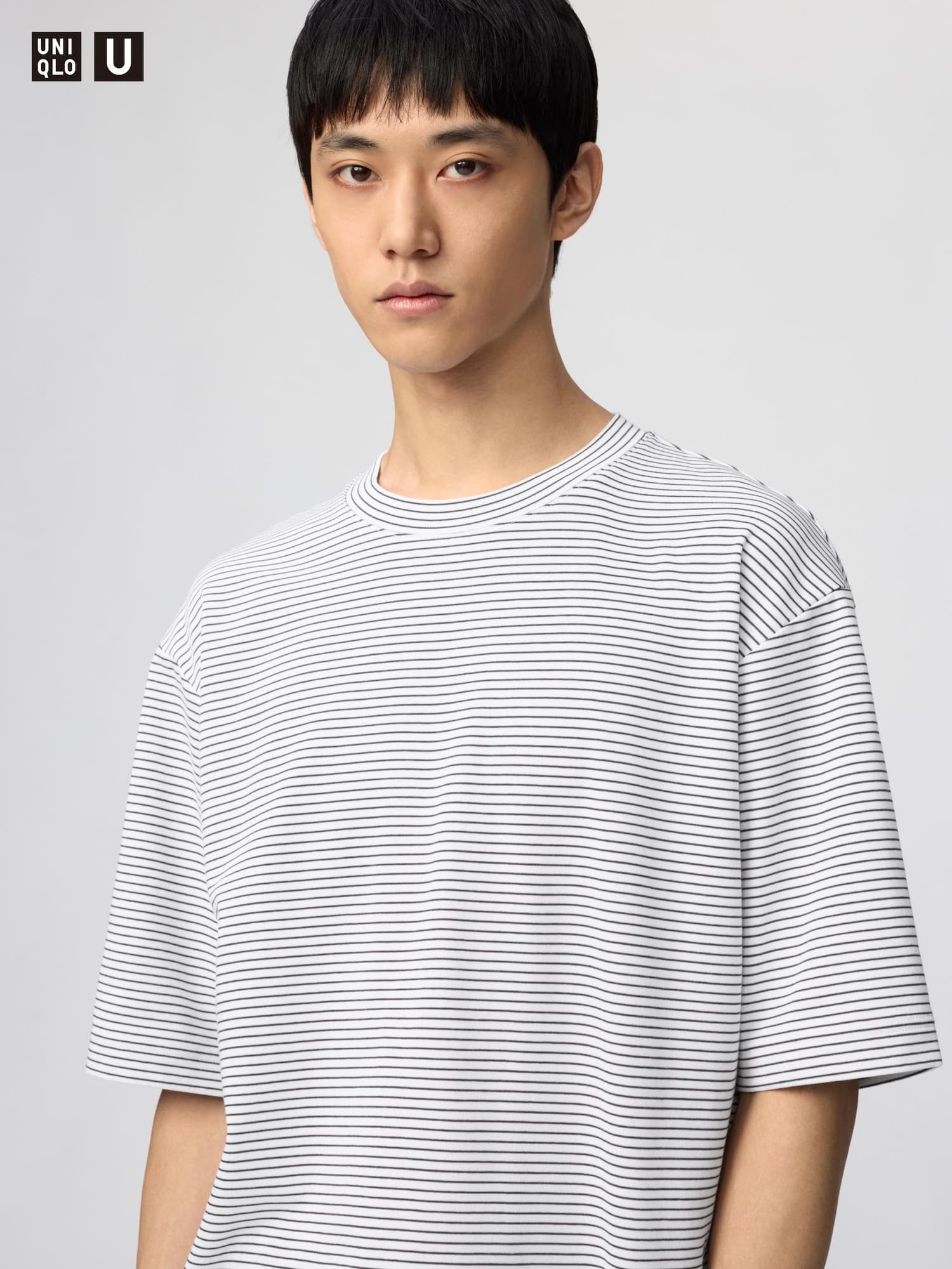 エアリズムコットンオーバーサイズボーダーTシャツ